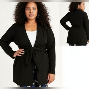 New Ashley Stewart Crepe Knit Faux Wrap Jacket Blazer